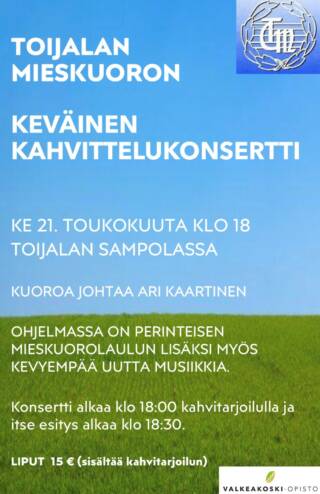 Toijalan Mieskuoron kevätkonsertin mainos. 